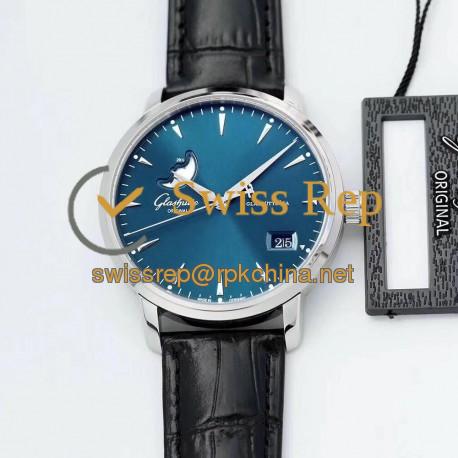 Replica Glashutte Senator Excellence Panorama Date Moon Phase 1-36-04-04-02-01 ETC Stainless Steel Blue Dial Swiss 36-04