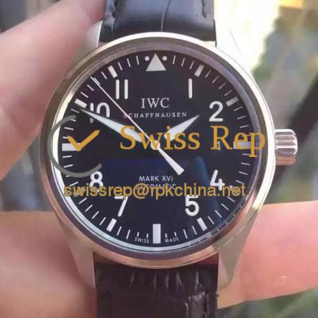 Replica IWC Pilot Mark XVI IW3255 Stainless Steel Black Dial Swiss 2892