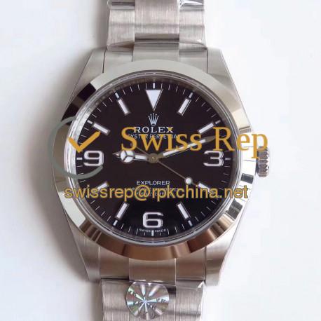 Replica Rolex Explorer 214270 AR Stainless Steel 904L Black Dial Swiss 3132