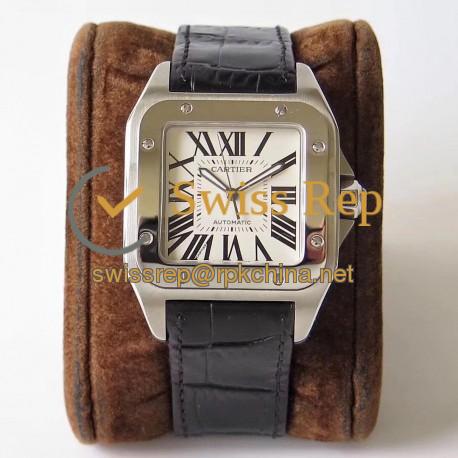 Replica Cartier Santos 100 38MM W20073X8 KZ Stainless Steel White Dial Swiss 2824-2