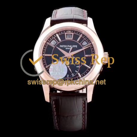 Replica Patek Philippe Annual Calendar 5205R-010 KM Rose Gold Black Dial Swiss 324SQALU 24H/206