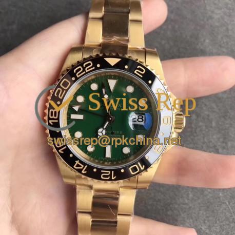 Replica Rolex GMT-Master II 116718LN EW Yellow Gold Green Dial Swiss 2836-2