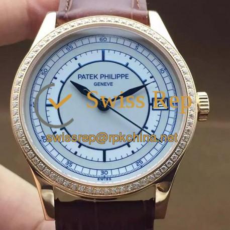 Replica Patek Philippe Calatrava 5296 Rose Gold Diamonds Bezel Swiss 324SC