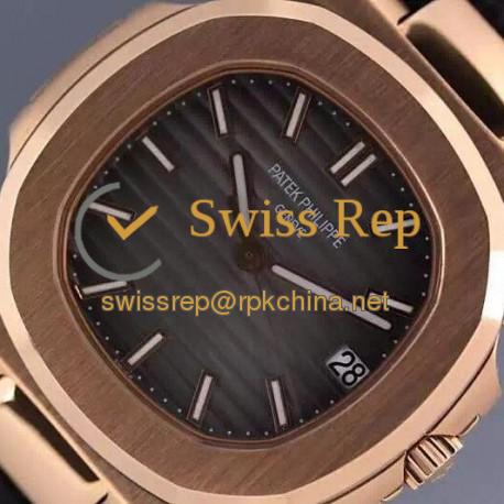 Replica Patek Philippe Nautilus Jumbo 5711 Rose Gold Gray Dial Swiss 2824