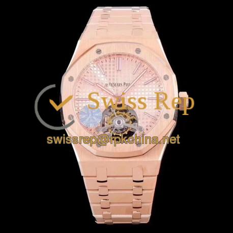 Replica Audemars Piguet Royal Oak Tourbillon Extra Thin 26522 JF Rose Gold Rose Gold Dial Swiss Tourbillon