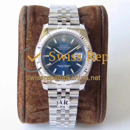 Replica Rolex Datejust 36MM 116234 AR V2 Stainless Steel 904L Blue Dial Swiss 3135