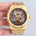 Replica Audemars Piguet Royal Oak Tourbillon Extra-Plate Squelette 26518 JF Yellow Gold Black Skeleton Dial Swiss 2924