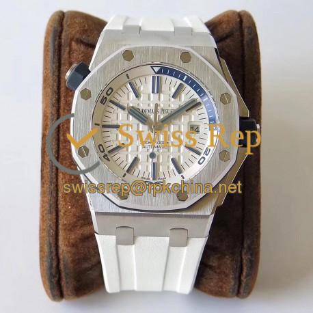 Replica Audemars Piguet Royal Oak Offshore Diver 15710ST.OO.A010CA.01 JF V8 Stainless Steel White Dial Swiss 3120