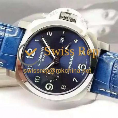 Replica Panerai Luminor GMT PAM 437 Stainless Steel Blue Dial Swiss P9100