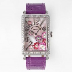 Ladies Long Island ZF SS & Diamonds MOP Dial Purple Leather Strap Quartz