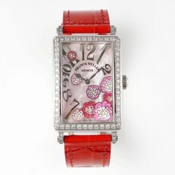 Ladies Long Island ZF SS & Diamonds MOP Dial Red Leather Strap Quartz