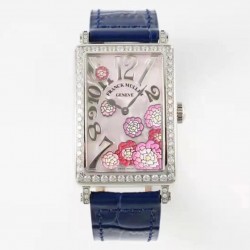 Ladies Long Island ZF SS & Diamonds MOP Dial Blue Leather Strap Quartz