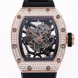 RM035 Americas KVF Rose Gold & Diamond Black Dial Black Rubber Strap M8215 V3