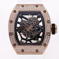 RM035 Americas KVF Rose Gold & Diamond Black Dial White Rubber Strap M8215 V3