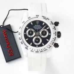 Daytona AET Remould 5GF White Ceramic Black Dial White Rubber Strap 7750