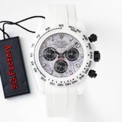 Daytona AET Remould 5GF White Ceramic Dial White Rubber Strap 7750