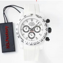 Daytona AET Remould 5GF White Ceramic White Dial White Rubber Strap 7750