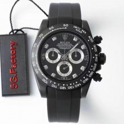 Daytona AET Remould 5GF Black Ceramic Black Dial Diamond Markers Black Rubber Strap 7750