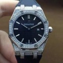 Replica Audemars Piguet Royal Oak 67651 Ladies Stainless Steel & Diamonds Black Dial Nylon Strap Swiss Quartz 2713