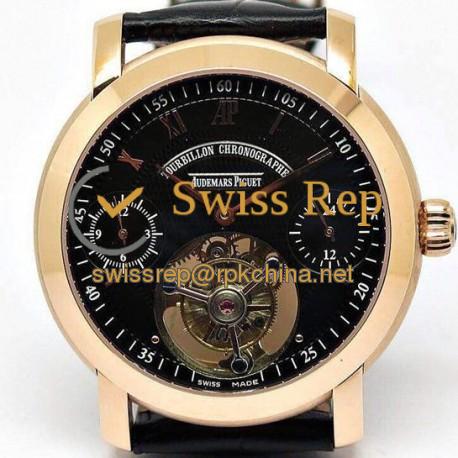 Replica Audemars Piguet Jules Audemars Tourbillon Rose Gold Black Dial Swiss Tourbillon