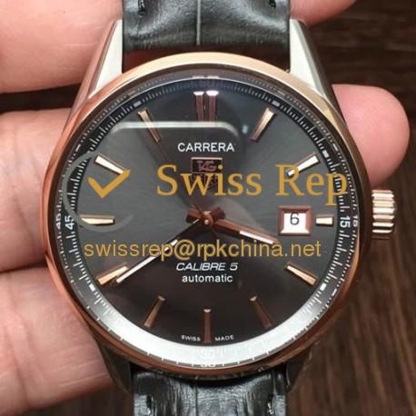 Replica Tag Heuer Carrera Calibre 5 Rose Gold & Stainless Steel Anthracite Dial Swiss Calibre 5