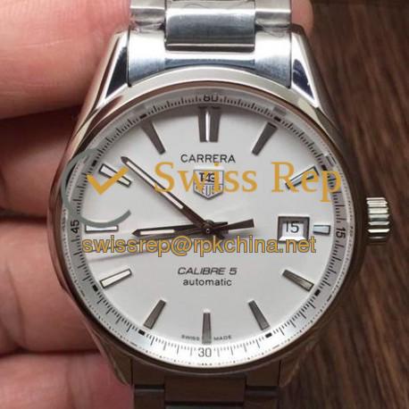 Replica Tag Heuer Carrera Calibre 5 Stainless Steel White Dial Swiss Calibre 5