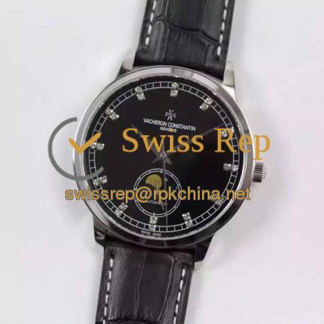 Replica Vacheron Constantin Patrimony 81180 Stainless Steel Diamonds & Black Dial Swiss 2450SC