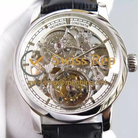 Replica Vacheron Constantin Patrimony Tourbillon Stainless Steel Skeleton & White Dial Swiss Tourbillon