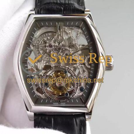 Replica Vacheron Constantin Malte Tourbillon Stainless Steel Skeleton & Black Dial Swiss Tourbillon