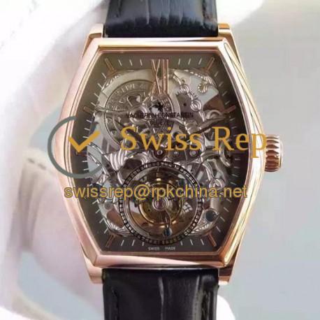 Replica Vacheron Constantin Malte Tourbillon Rose Gold Skeleton & Black Dial Swiss Tourbillon