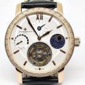 Replica Vacheron Constantin Patrimony Tourbillon Rose Gold & Diamonds White Dial Swiss Tourbillon