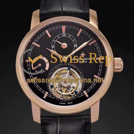 Replica Vacheron Constantin Patrimony Tourbillon Rose Gold Black Dial Swiss Tourbillon