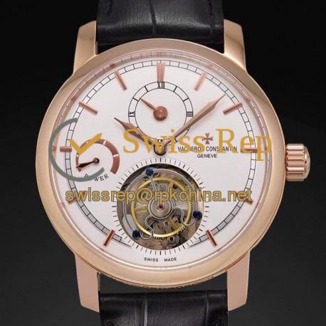 Replica Vacheron Constantin Patrimony Tourbillon Rose Gold White Dial Swiss Tourbillon