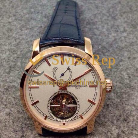 Replica Vacheron Constantin Patrimony Tourbillon Rose Gold White Dial Swiss Tourbillon