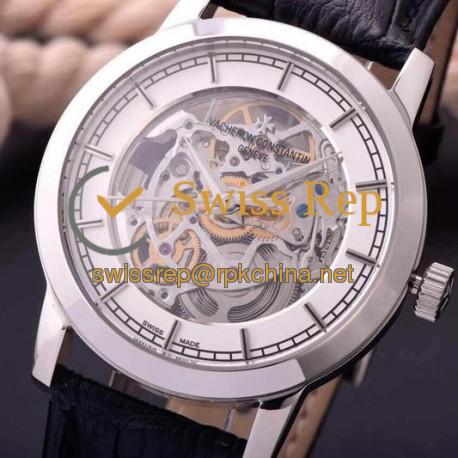 Replica Vacheron Constantin Patrimony Stainless Steel Skeleton & White Dial Swiss 2824