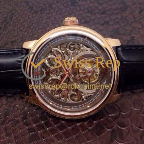 Replica Vacheron Constantin Patrimony Tourbillon Rose Gold Skeleton & Gray Dial Swiss Tourbillon