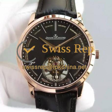 Replica Jaeger-LeCoultre Master Ultra Thin Tourbillon Rose Gold Black Dial Swiss Tourbillon