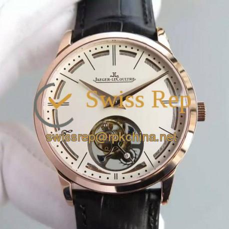 Replica Jaeger-LeCoultre Master Ultra Thin Tourbillon Rose Gold White Dial Swiss Tourbillon