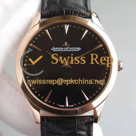 Replica Jaeger-LeCoultre Master Ultra Thin Rose Gold Black Dial Swiss JLC 898C