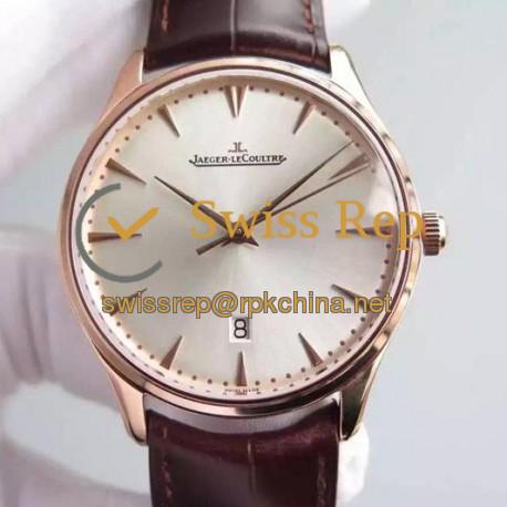 Replica Jaeger-LeCoultre Master Ultra Thin Date Rose Gold Silver Dial Swiss JLC 899