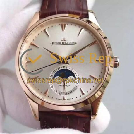 Replica Jaeger-LeCoultre Master Ultra Thin Moon Rose Gold Silver Dial Swiss JLC 925