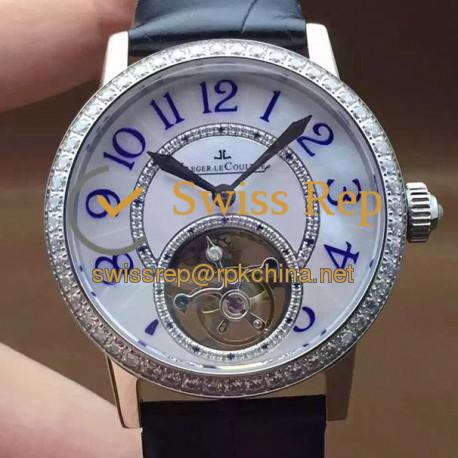 Replica Jaeger-LeCoultre Rendez Vous Tourbillon Ladies Stainless Steel & Diamonds Pearl Dial Swiss Tourbillon