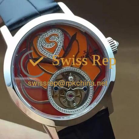 Replica Jaeger-LeCoultre Rendez Vous Tourbillon Ladies Stainless Steel Diamonds & Red Dial Swiss Tourbillon