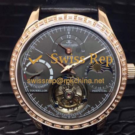 Replica Jaeger-LeCoultre Master Grande Tradition Tourbillon Rose Gold & Diamonds Black Dial Swiss Tourbillon