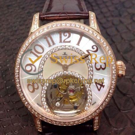 Replica Jaeger-LeCoultre Rendez Vous Tourbillon Rose Gold & Diamonds Diamonds & Pearl Dial Swiss Tourbillon