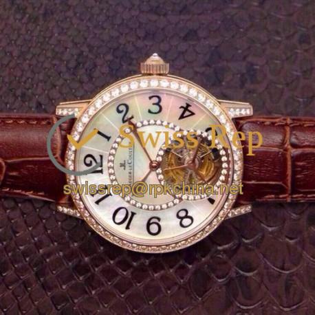 Replica Jaeger-LeCoultre Rendez Vous Tourbillon Rose Gold & Diamonds Diamonds & Pearl Dial Swiss Tourbillon