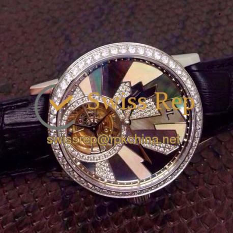 Replica Jaeger-LeCoultre Rendez Vous Tourbillon Stainless Steel & Diamonds Diamonds & Pearl Dial Swiss Tourbillon