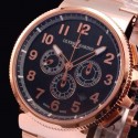 Replica Ulysse Nardin Marine Chronograph Rose Gold Arabian Numbers Black Dial Swiss 7750