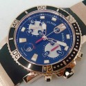 Replica Ulysse Nardin Maxi Marine Diver Chronograph Rose Gold Black Dial Swiss 7750