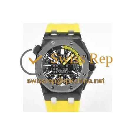 Replica Audemars Piguet Royal Oak Offshore Diver 15707 Forged Carbon Black Dial Swiss 3120